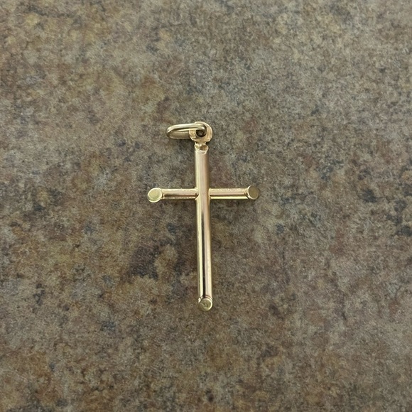 10K Yellow Gold (18mm) Plain Hollow Cross Pendant Only - Picture 4 of 14